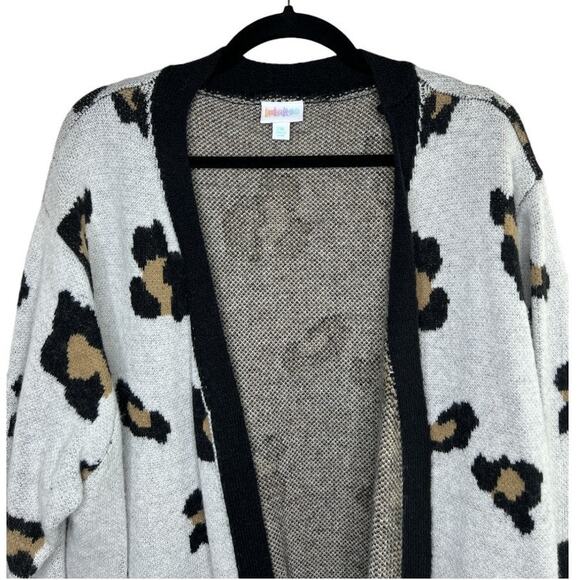 LuLaRoe Size 2XL Peyton Open Front Leopard Heavy Cardigan Sweater - Picture 3 of 6
